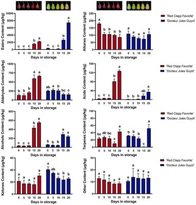 Insights into the aroma volatiles and the changes of expression of ester biosynthesis candidate genes during postharvest storage of European pear